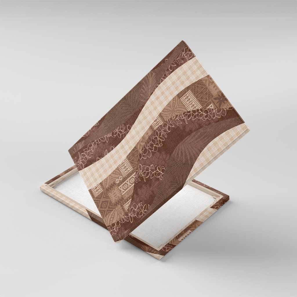 Polynesian Tribal Pattern Patchwork Picturesque Canvas Wall Art Mocha