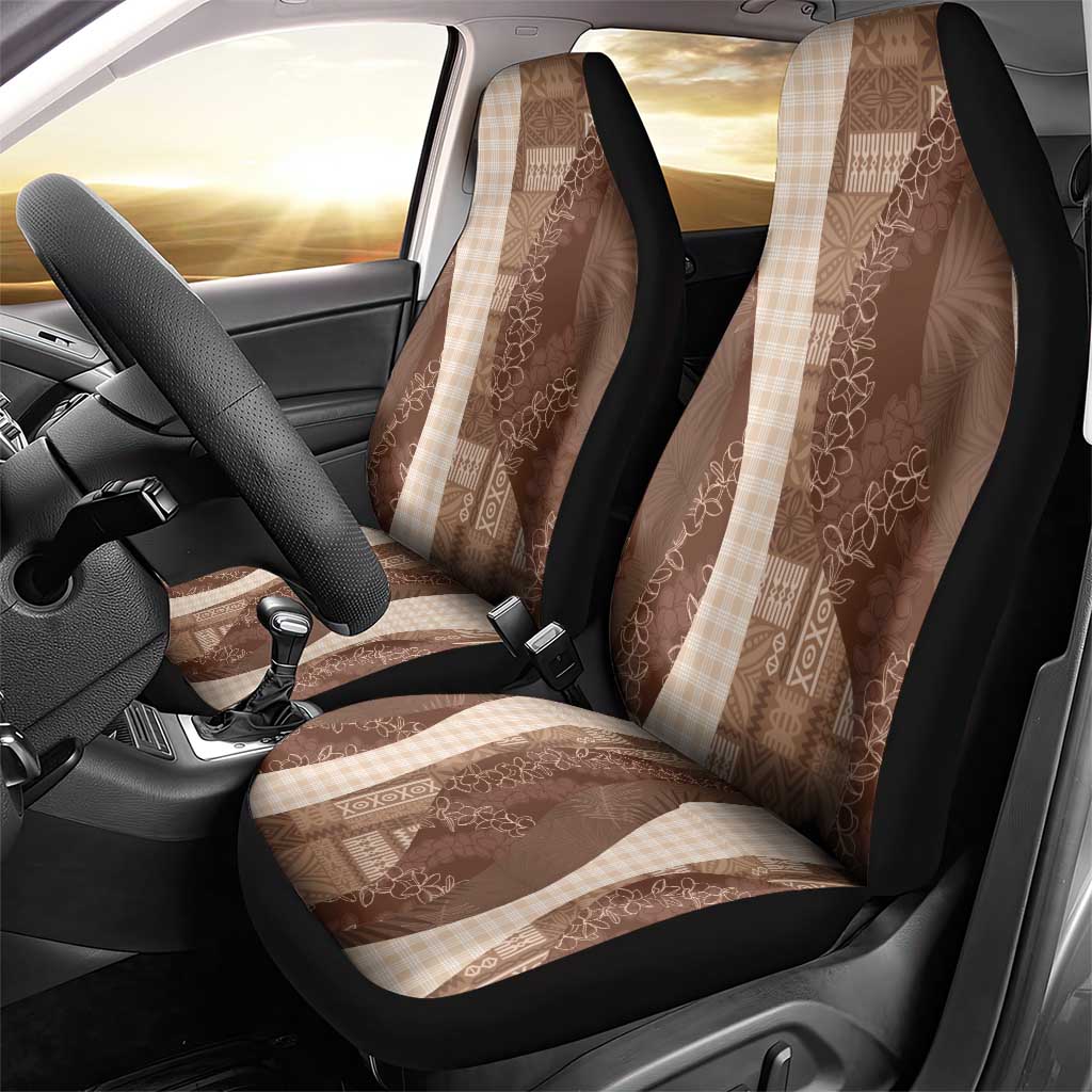 Polynesian Tribal Pattern Patchwork Picturesque Car Seat Cover Mocha