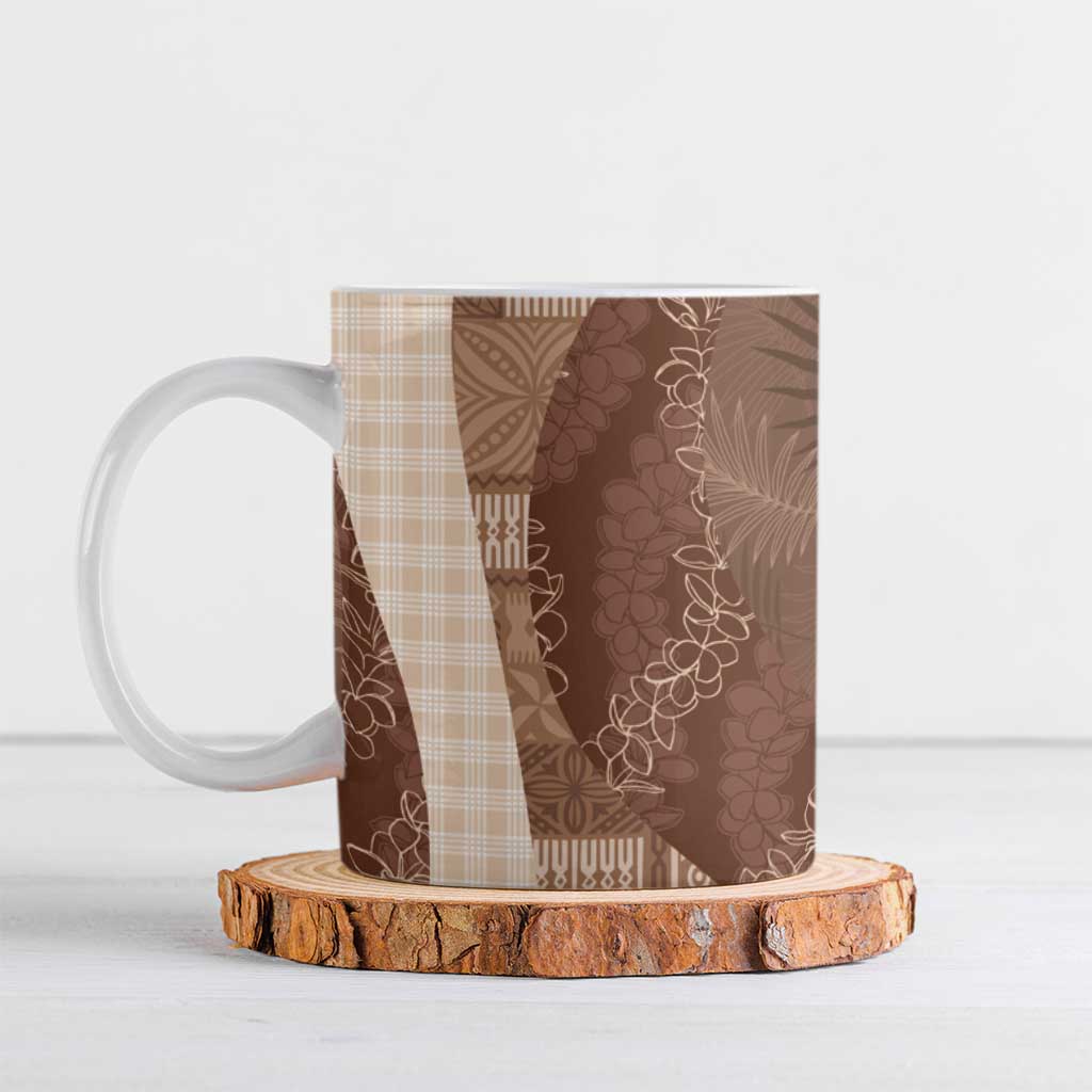 Polynesian Tribal Pattern Patchwork Picturesque Ceramic Mug Mocha