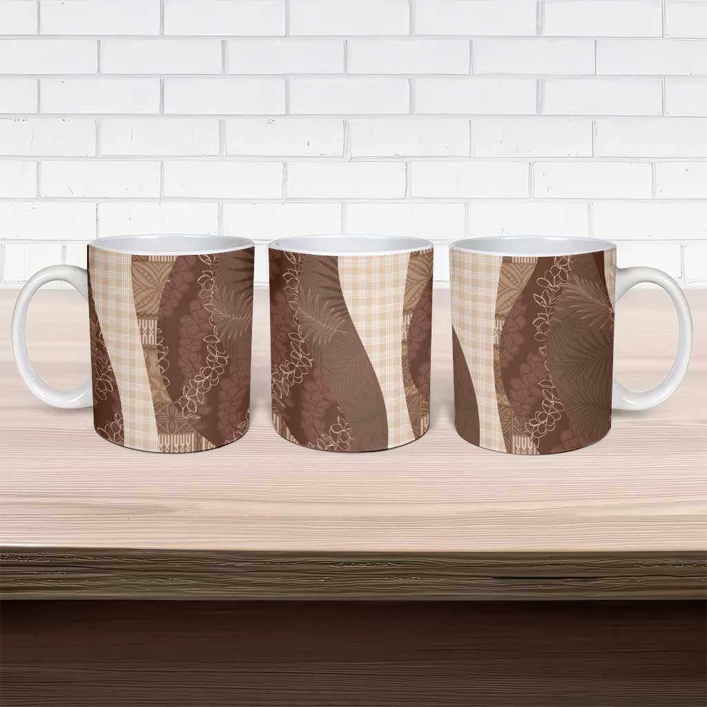 Polynesian Tribal Pattern Patchwork Picturesque Ceramic Mug Mocha
