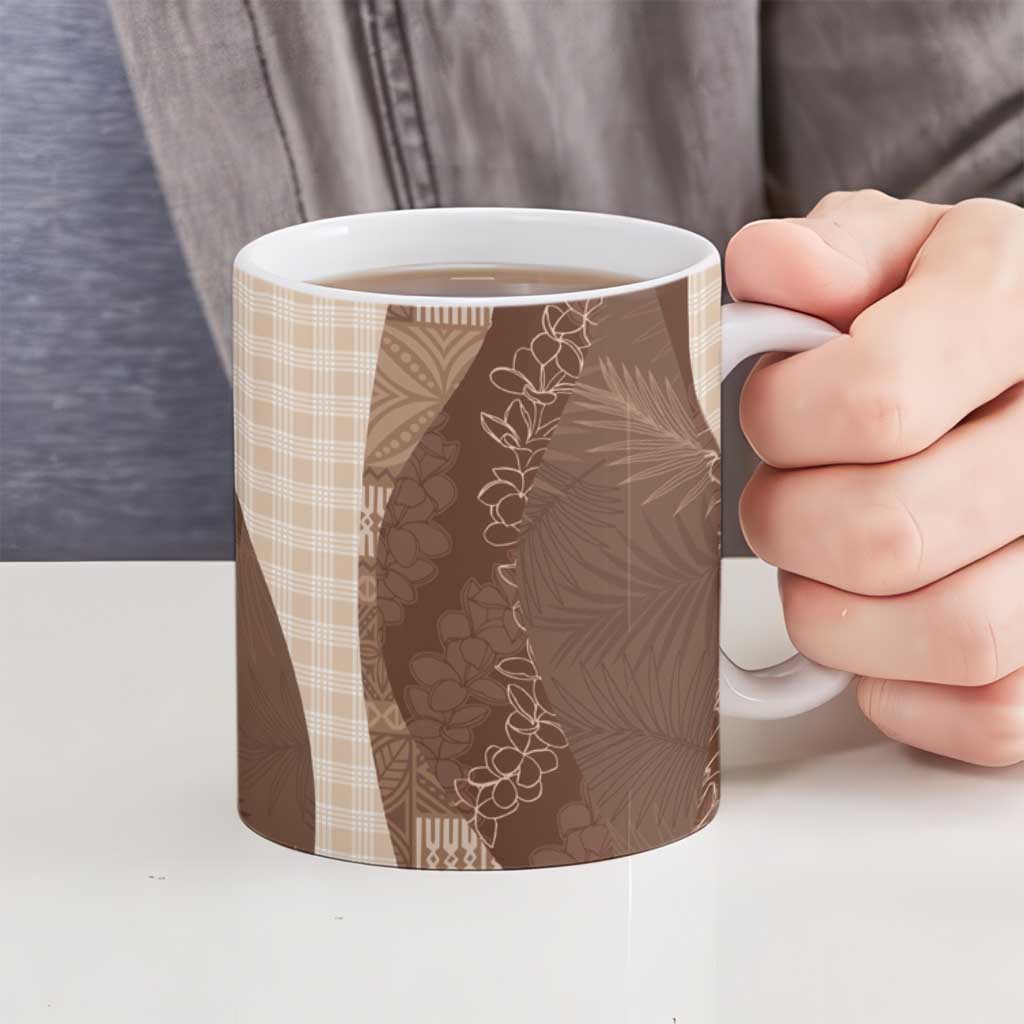 Polynesian Tribal Pattern Patchwork Picturesque Ceramic Mug Mocha