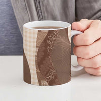 Polynesian Tribal Pattern Patchwork Picturesque Ceramic Mug Mocha