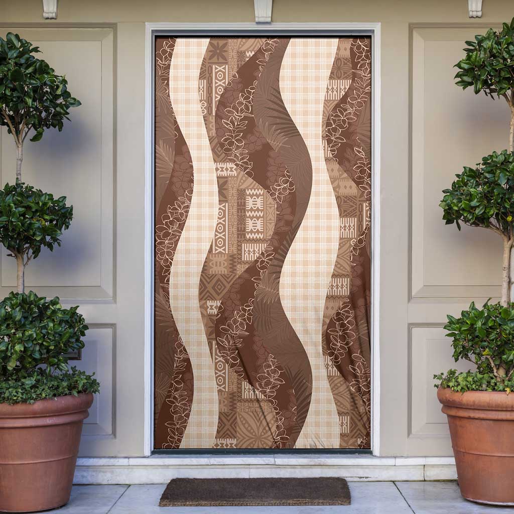 Polynesian Tribal Pattern Patchwork Picturesque Door Cover Mocha