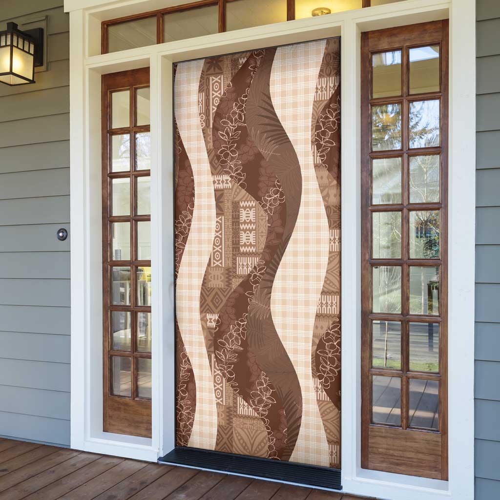 Polynesian Tribal Pattern Patchwork Picturesque Door Cover Mocha