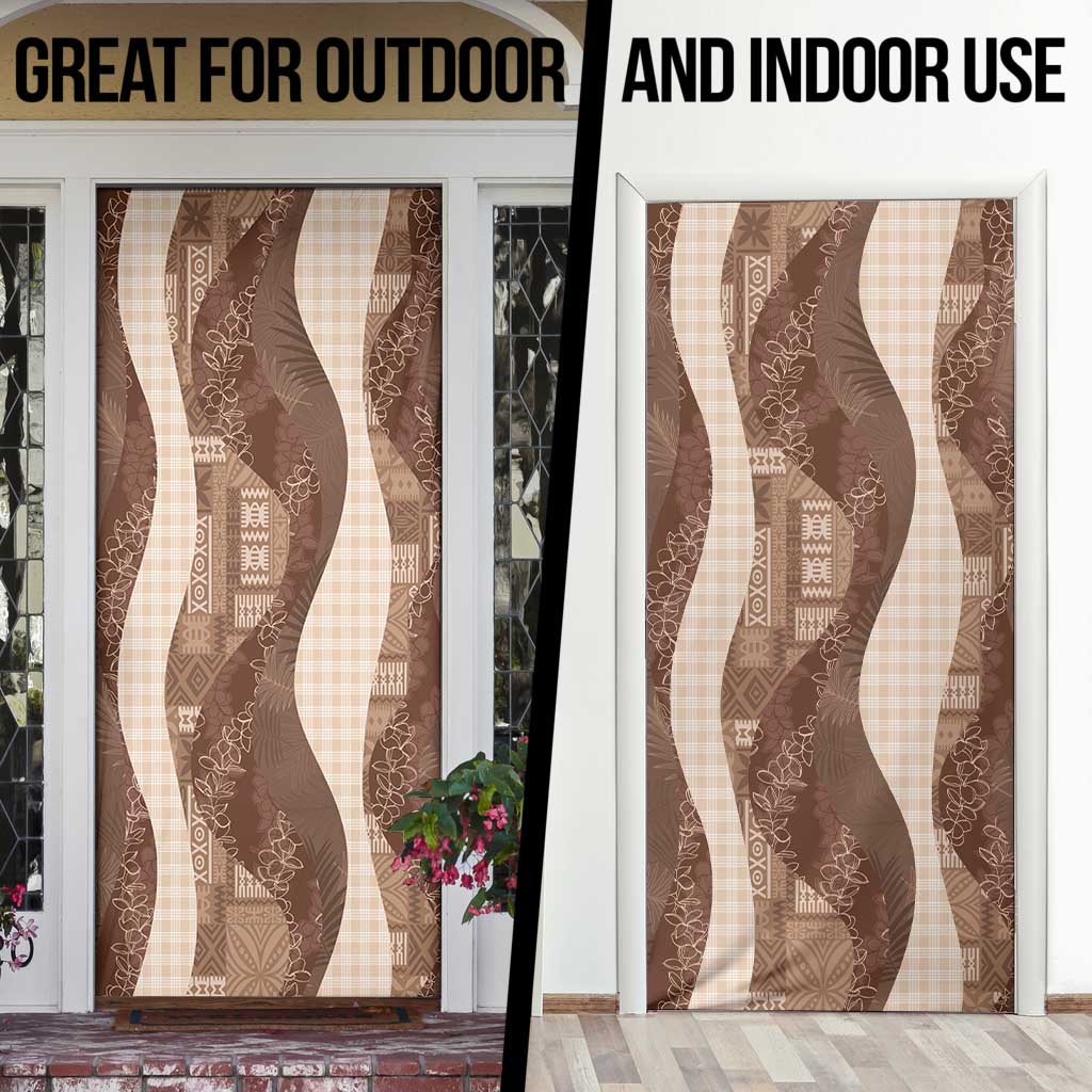 Polynesian Tribal Pattern Patchwork Picturesque Door Cover Mocha