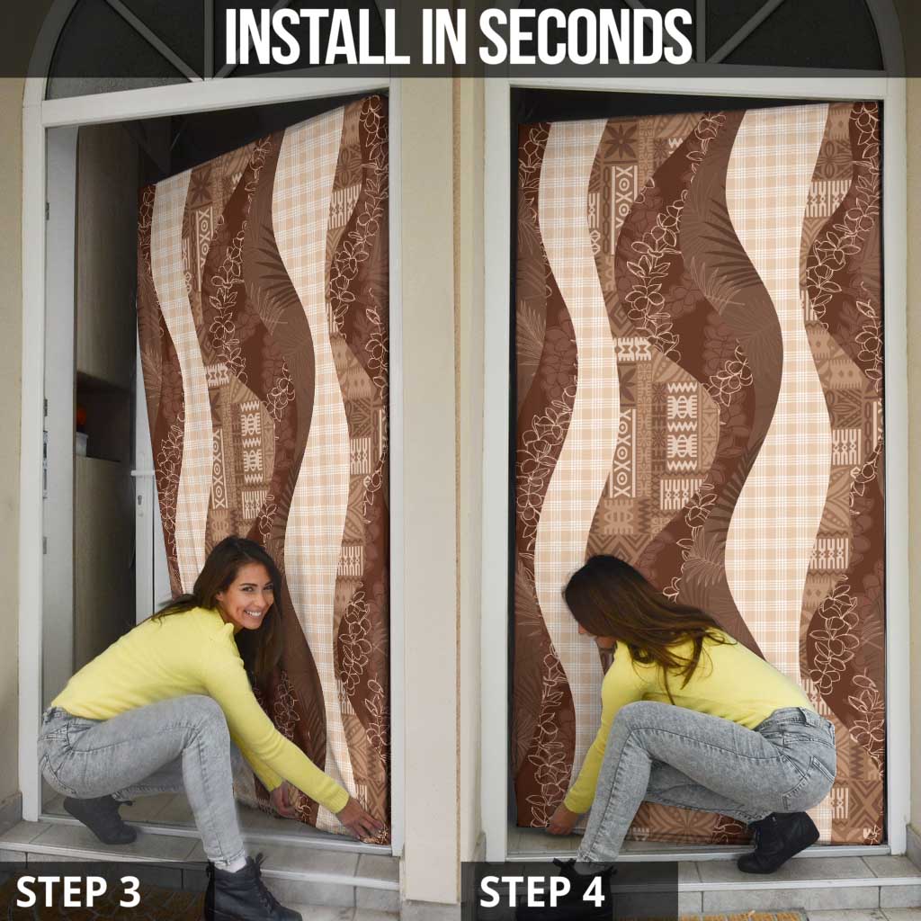 Polynesian Tribal Pattern Patchwork Picturesque Door Cover Mocha