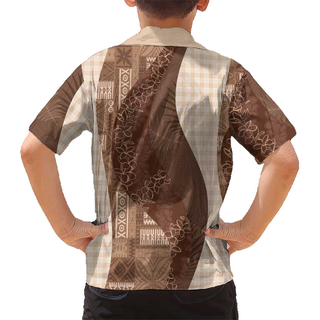 Polynesian Tribal Pattern Patchwork Picturesque Family Matching Puletasi and Hawaiian Shirt Mocha