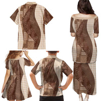 Polynesian Tribal Pattern Patchwork Picturesque Family Matching Puletasi and Hawaiian Shirt Mocha