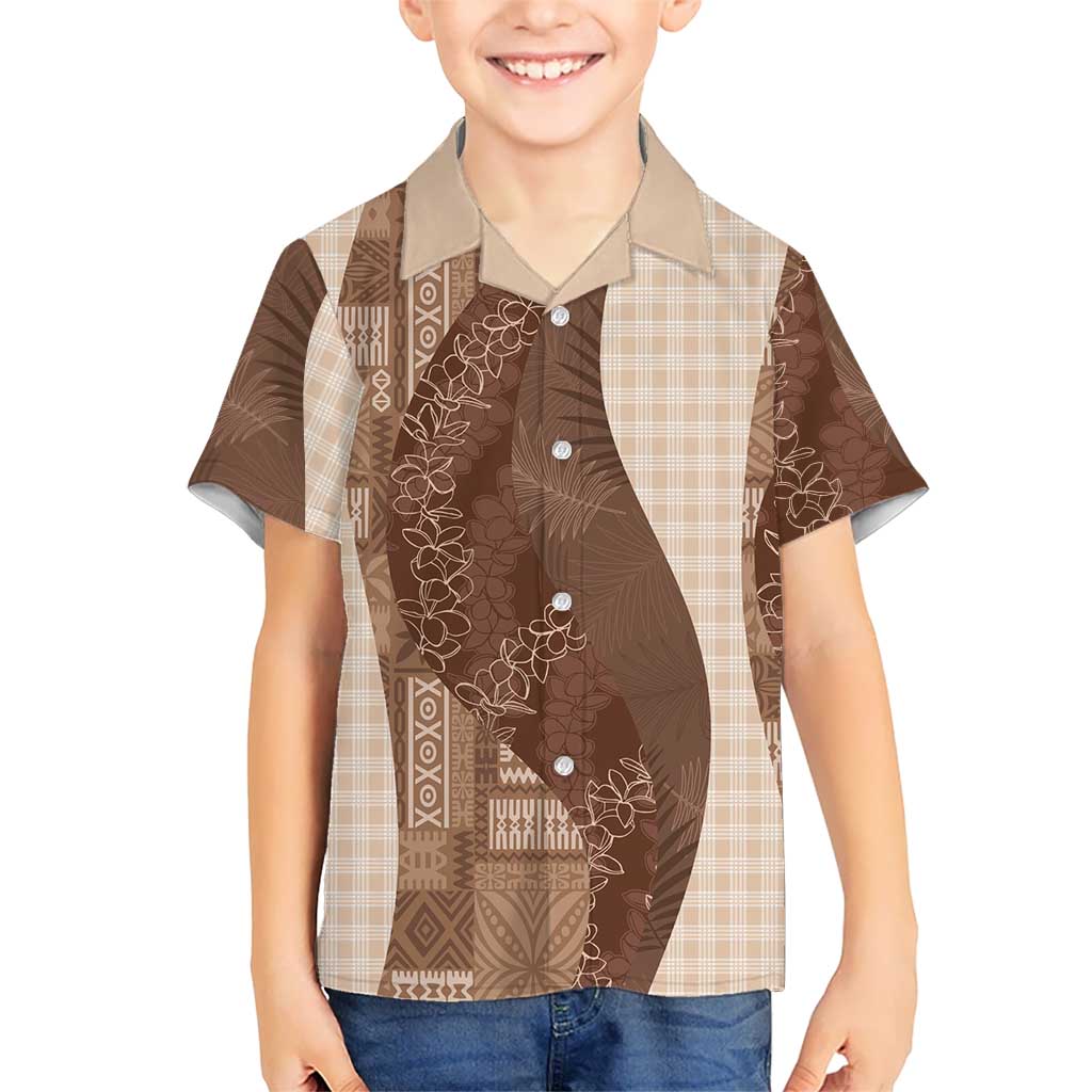 Polynesian Tribal Pattern Patchwork Picturesque Family Matching Puletasi and Hawaiian Shirt Mocha