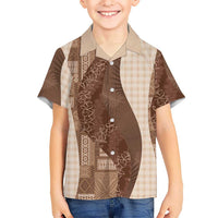 Polynesian Tribal Pattern Patchwork Picturesque Family Matching Puletasi and Hawaiian Shirt Mocha
