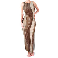 Polynesian Tribal Pattern Patchwork Picturesque Family Matching Tank Maxi Dress and Hawaiian Shirt Mocha LT7 Mom's Dress Mocha - Polynesian Pride