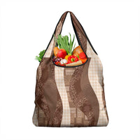 Polynesian Tribal Pattern Patchwork Picturesque Grocery Bag Mocha