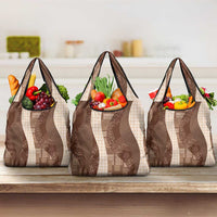 Polynesian Tribal Pattern Patchwork Picturesque Grocery Bag Mocha