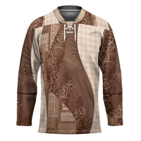 Polynesian Tribal Pattern Patchwork Picturesque Hockey Jersey Mocha LT7 Unisex Mocha - Polynesian Pride