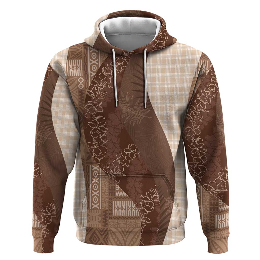 Polynesian Tribal Pattern Patchwork Picturesque Hoodie Mocha
