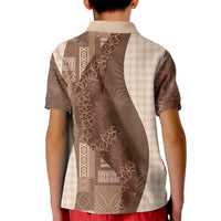 Polynesian Tribal Pattern Patchwork Picturesque Kid Polo Shirt Mocha