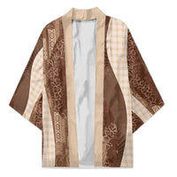 Polynesian Tribal Pattern Patchwork Picturesque Kimono Mocha