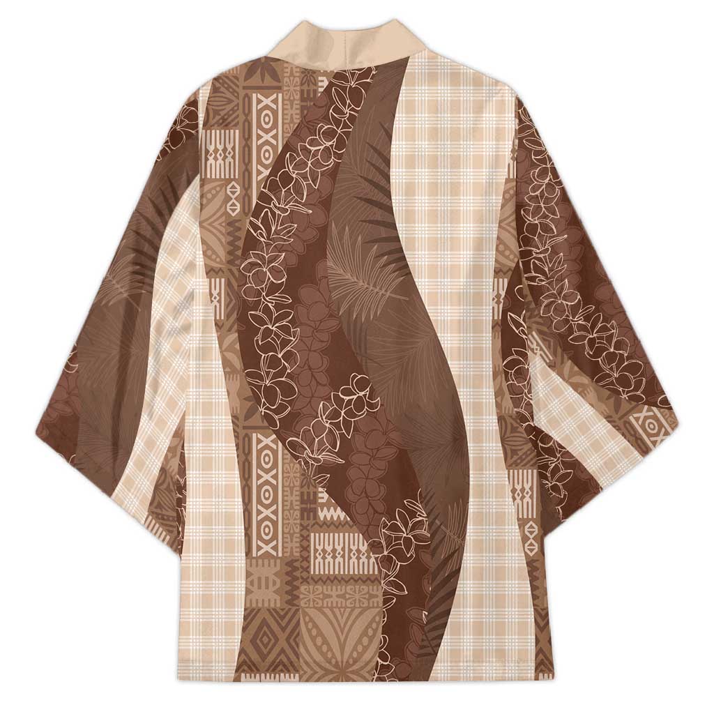 Polynesian Tribal Pattern Patchwork Picturesque Kimono Mocha