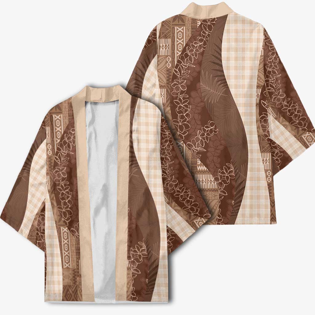Polynesian Tribal Pattern Patchwork Picturesque Kimono Mocha