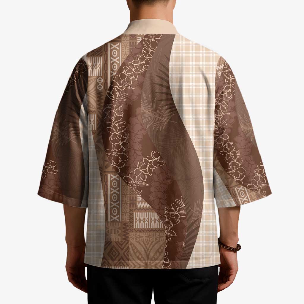Polynesian Tribal Pattern Patchwork Picturesque Kimono Mocha