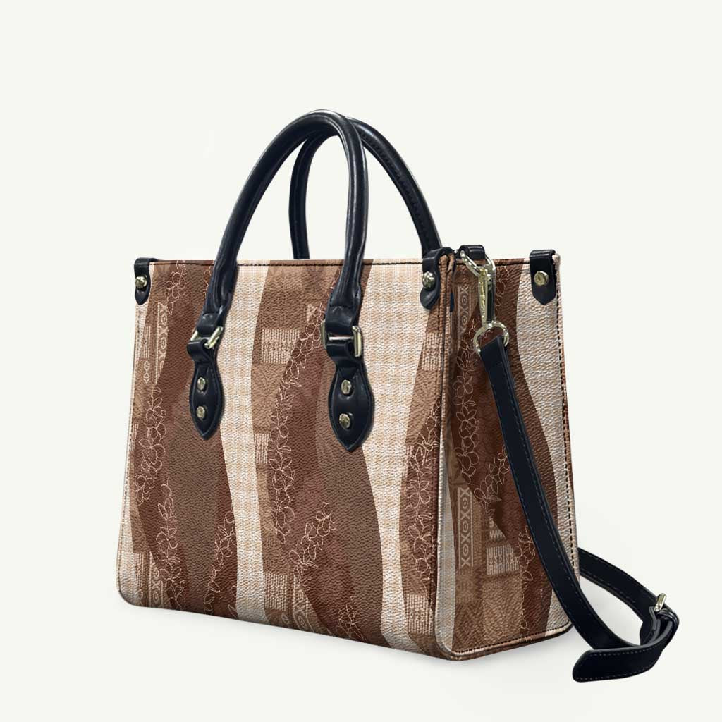 Polynesian Tribal Pattern Patchwork Picturesque Leather Bag Mocha