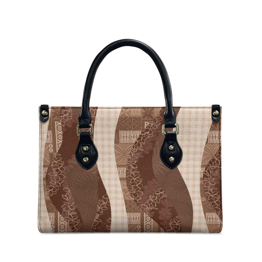 Polynesian Tribal Pattern Patchwork Picturesque Leather Bag Mocha