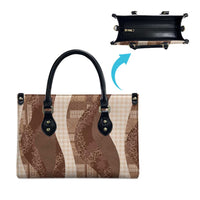Polynesian Tribal Pattern Patchwork Picturesque Leather Bag Mocha