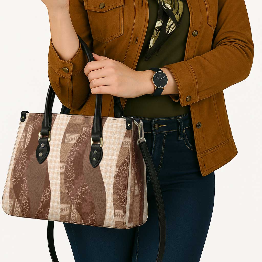Polynesian Tribal Pattern Patchwork Picturesque Leather Bag Mocha