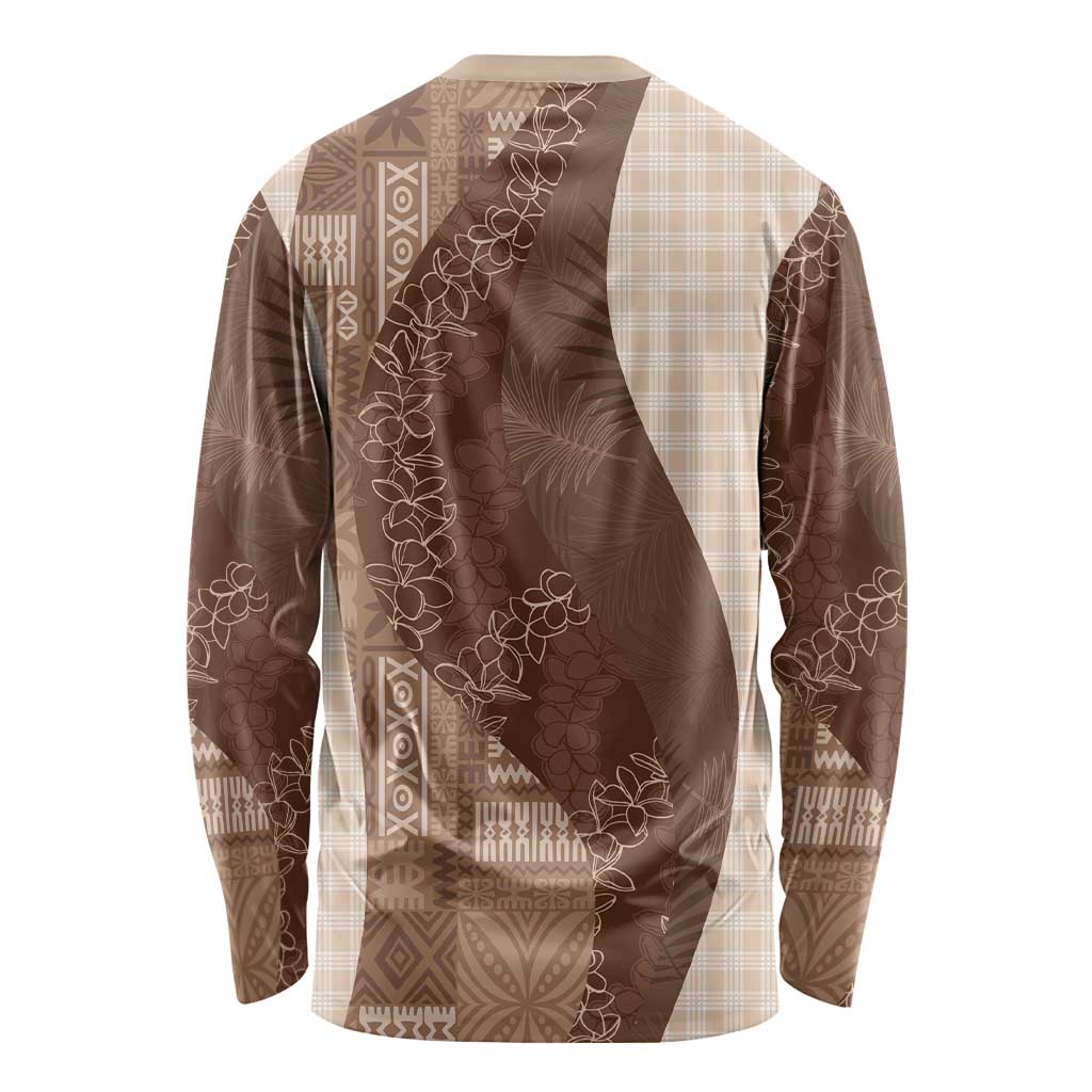 Polynesian Tribal Pattern Patchwork Picturesque Long Sleeve Shirt Mocha