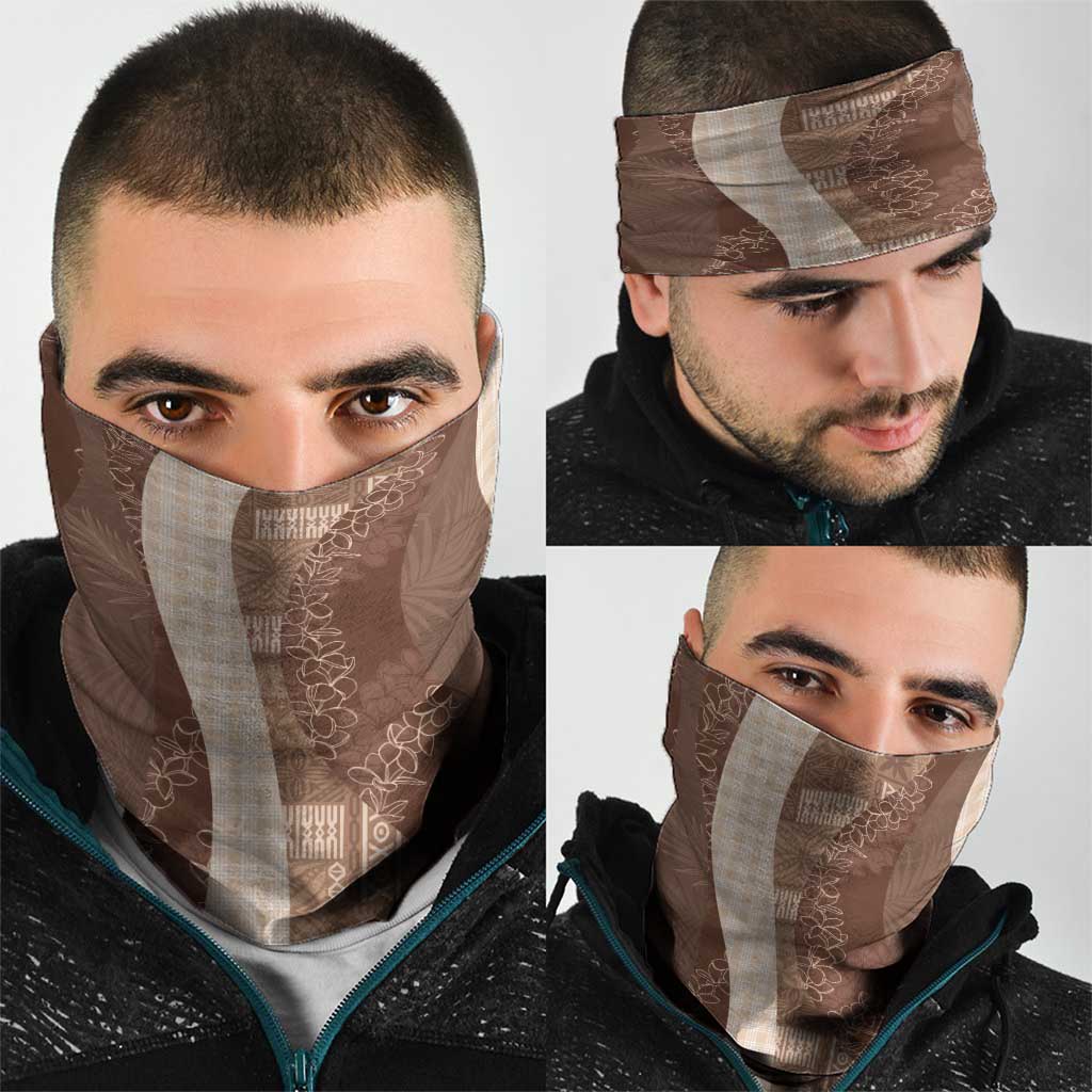 Polynesian Tribal Pattern Patchwork Picturesque Neck Gaiter Mocha