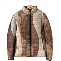 Polynesian Tribal Pattern Patchwork Picturesque Padded Jacket Mocha