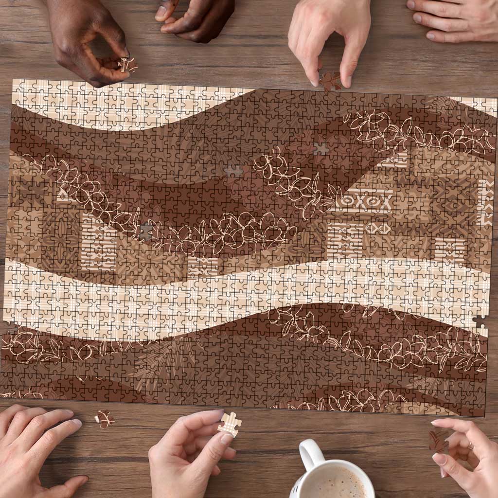 Polynesian Tribal Pattern Patchwork Picturesque Puzzle Mocha