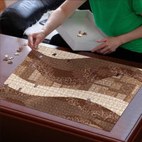 Polynesian Tribal Pattern Patchwork Picturesque Puzzle Mocha
