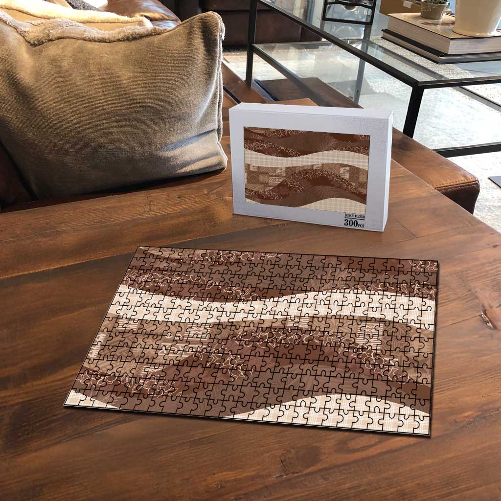 Polynesian Tribal Pattern Patchwork Picturesque Puzzle Mocha