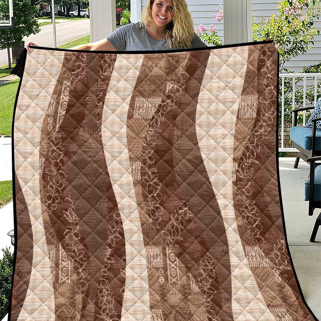 Polynesian Tribal Pattern Patchwork Picturesque Quilt Mocha