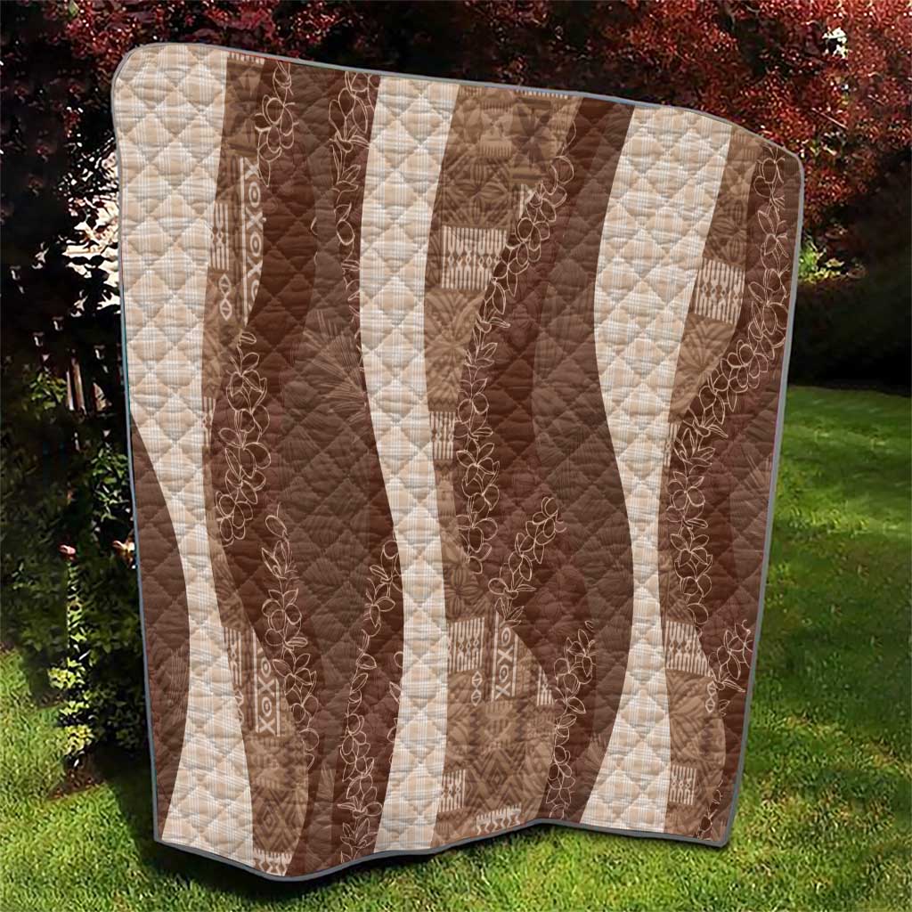 Polynesian Tribal Pattern Patchwork Picturesque Quilt Mocha