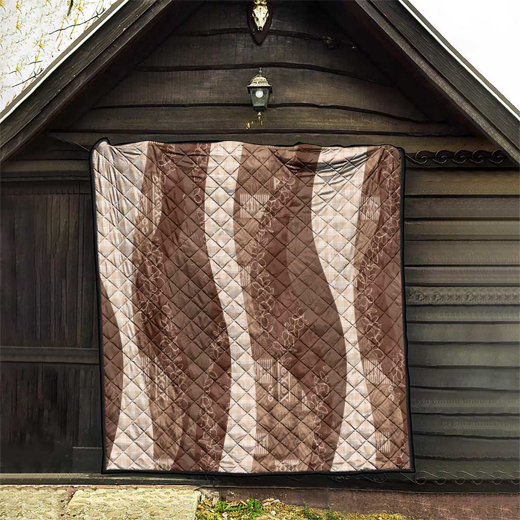Polynesian Tribal Pattern Patchwork Picturesque Quilt Mocha