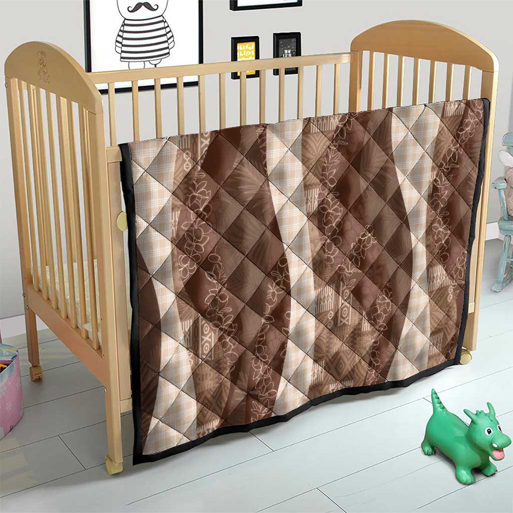 Polynesian Tribal Pattern Patchwork Picturesque Quilt Mocha