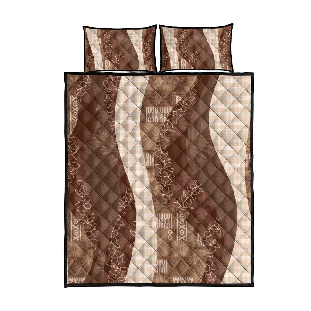 Polynesian Tribal Pattern Patchwork Picturesque Quilt Bed Set Mocha