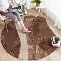 Polynesian Tribal Pattern Patchwork Picturesque Round Carpet Mocha