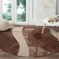 Polynesian Tribal Pattern Patchwork Picturesque Round Carpet Mocha
