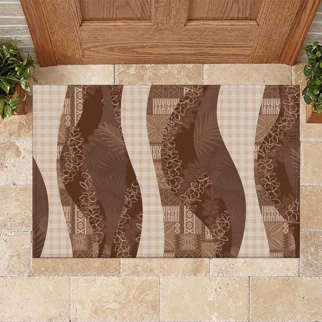 Polynesian Tribal Pattern Patchwork Picturesque Rubber Doormat Mocha