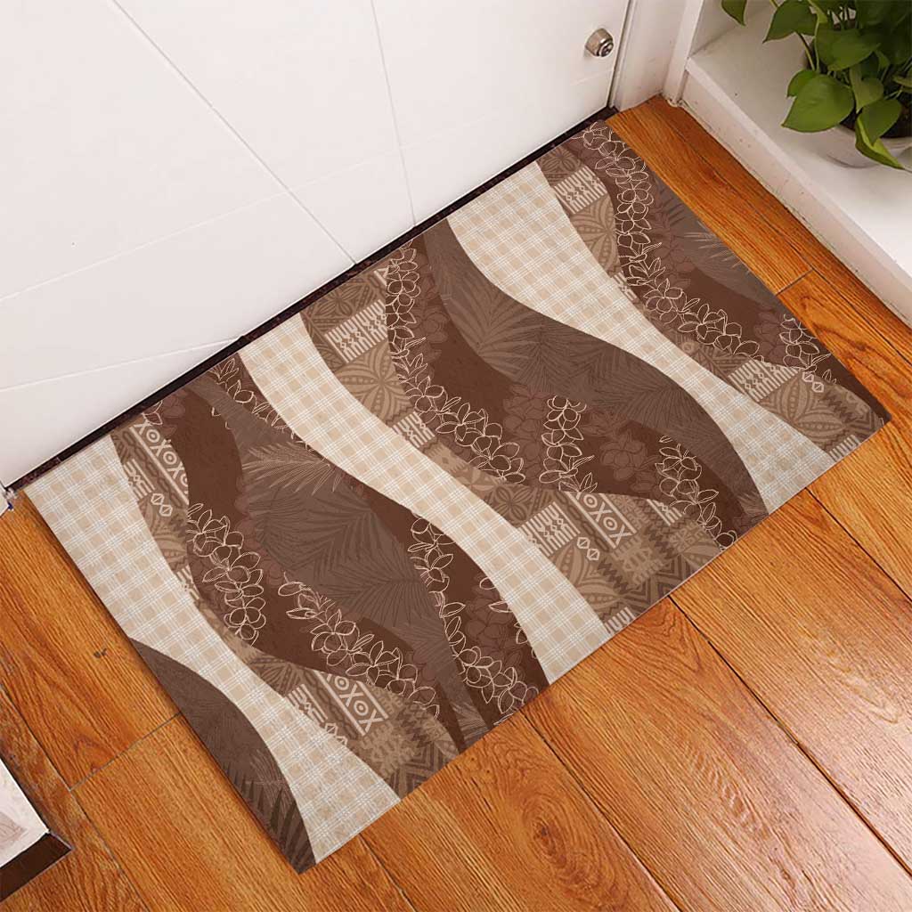 Polynesian Tribal Pattern Patchwork Picturesque Rubber Doormat Mocha