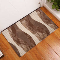 Polynesian Tribal Pattern Patchwork Picturesque Rubber Doormat Mocha