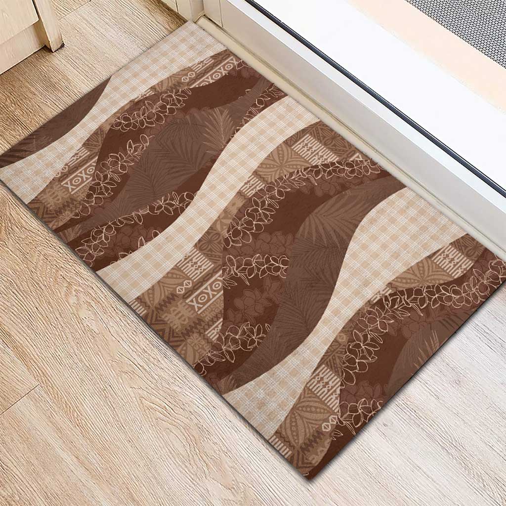 Polynesian Tribal Pattern Patchwork Picturesque Rubber Doormat Mocha