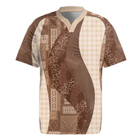Polynesian Tribal Pattern Patchwork Picturesque Rugby Jersey Mocha LT7 Mocha - Polynesian Pride