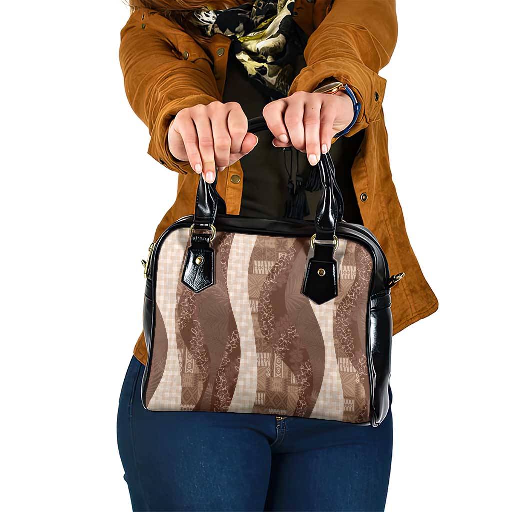 Polynesian Tribal Pattern Patchwork Picturesque Shoulder Handbag Mocha