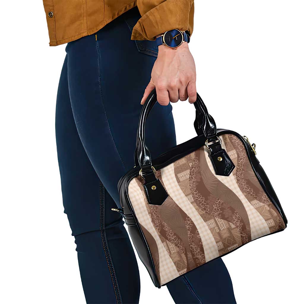 Polynesian Tribal Pattern Patchwork Picturesque Shoulder Handbag Mocha