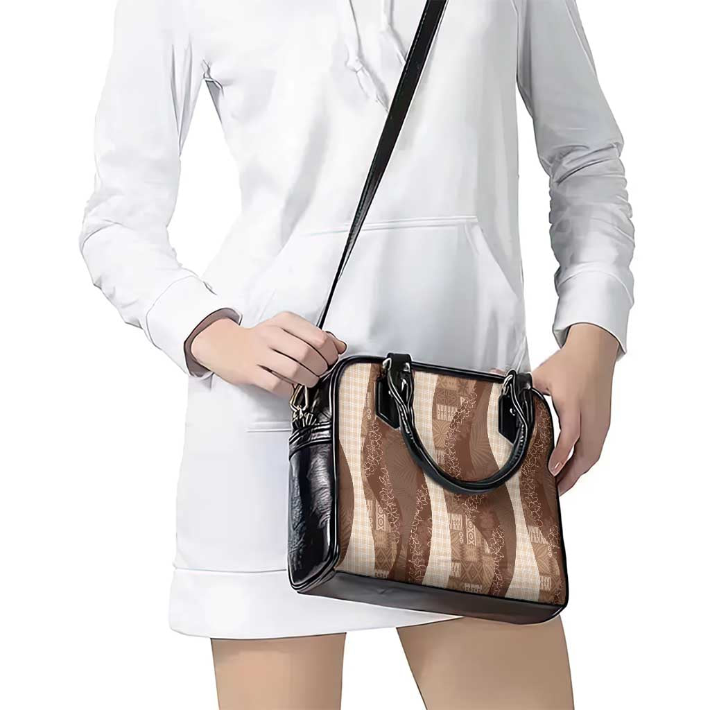 Polynesian Tribal Pattern Patchwork Picturesque Shoulder Handbag Mocha