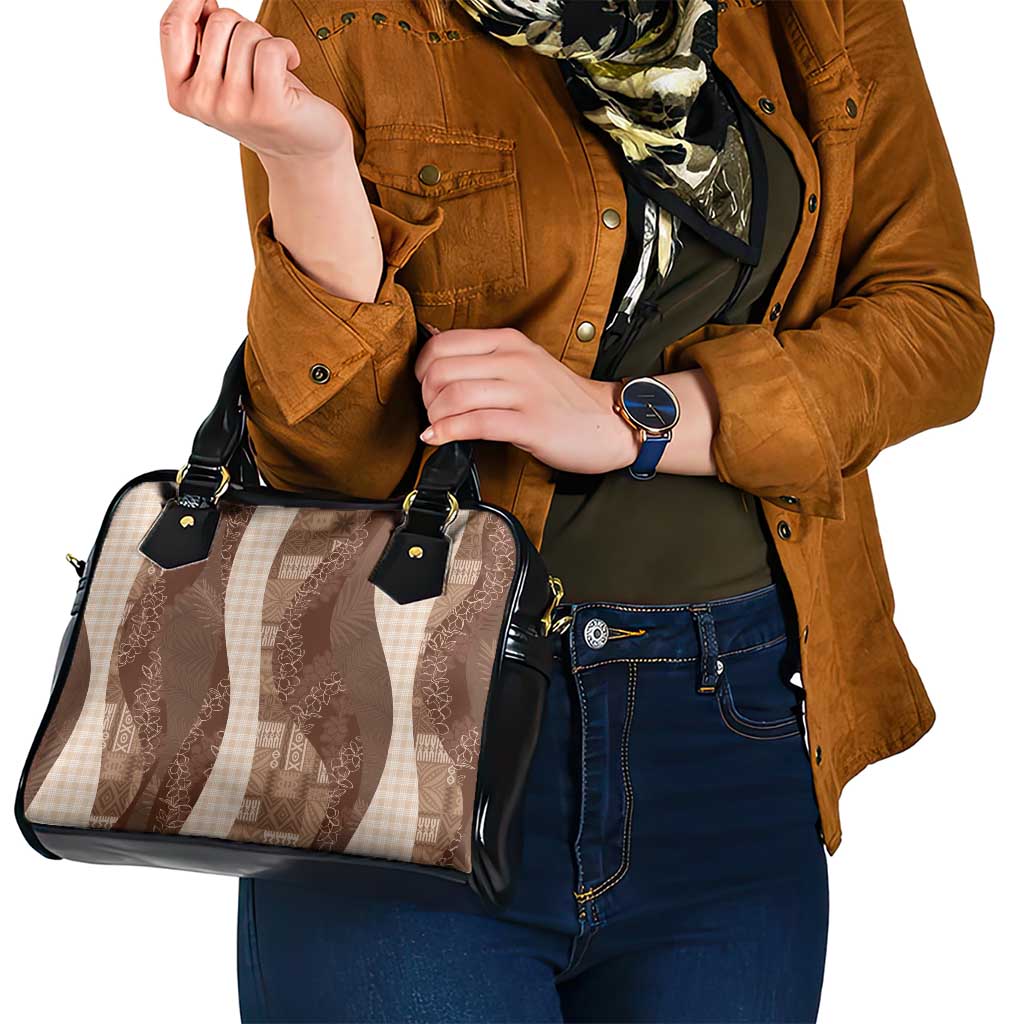 Polynesian Tribal Pattern Patchwork Picturesque Shoulder Handbag Mocha